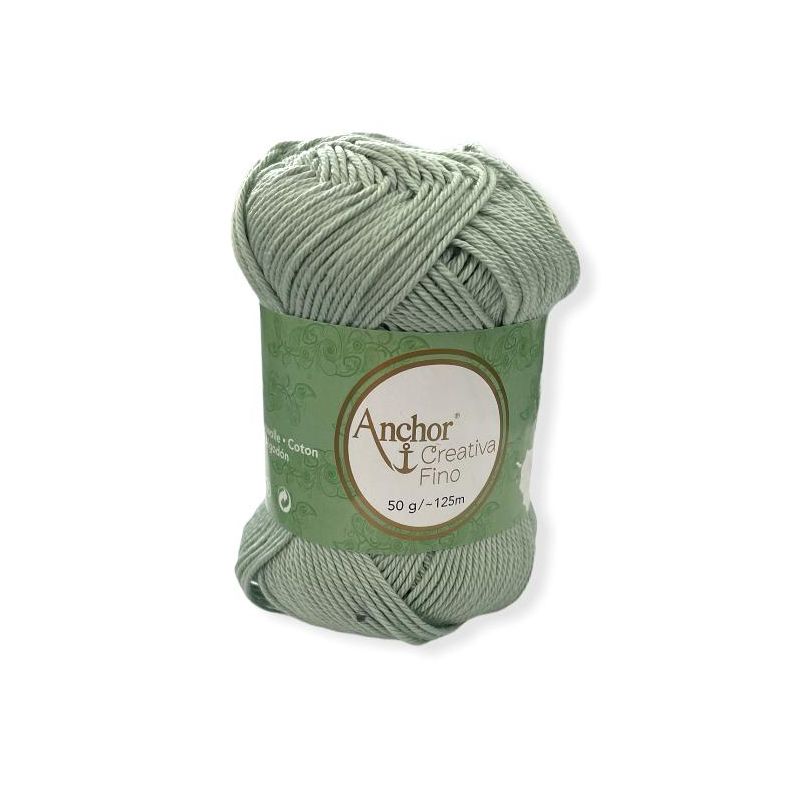 Gomitolo Cotone Anchor Creativa Fino 100%cotone 50gr, verde salvia n°402