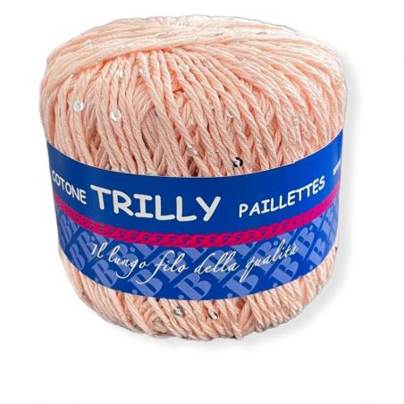 Gomitolo Cotone Trilly 50gr con paillettes, cipria n°4