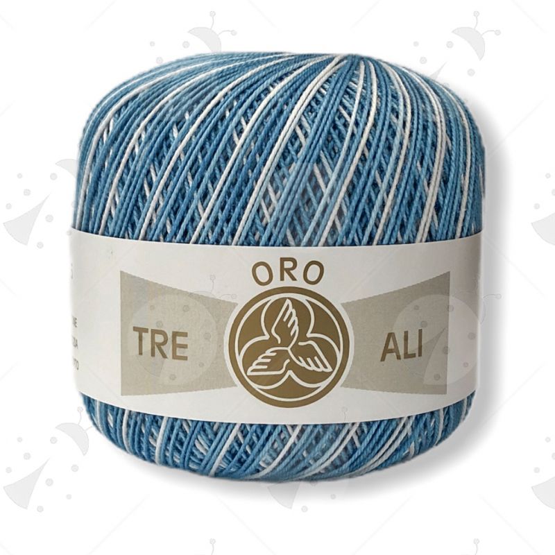 Tre Ali Cotone Per Uncinetto Filo Scozia Sfumato Blue N°S044