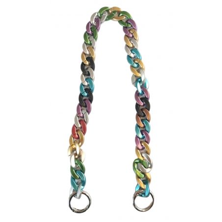 Manico Catena cm 50  in Pvc Multicolormisura Anello Catena cm 2x1,5con anello Moschettone Argento