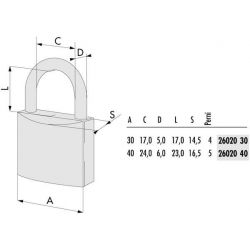 LUCCHETTO OTTONE mm 40 ARCO...