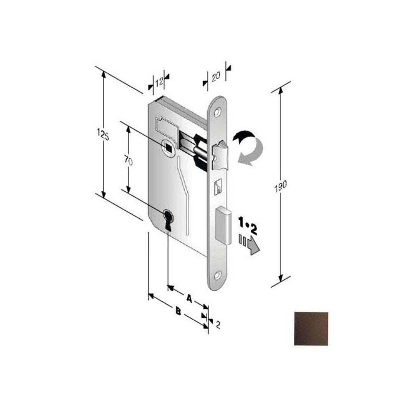 SERRATURA PATENT mm 8x70 E40 BT BRONZATA        GB