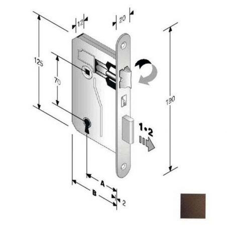 SERRATURA PATENT mm 8x70 E40 BT BRONZATA        GB