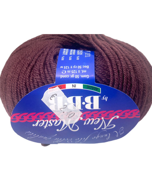 Fialto Gomitolo Lana New Master 50gr 125mt Colore Prugna n°205 -ferri Consigliati n°4-4,5