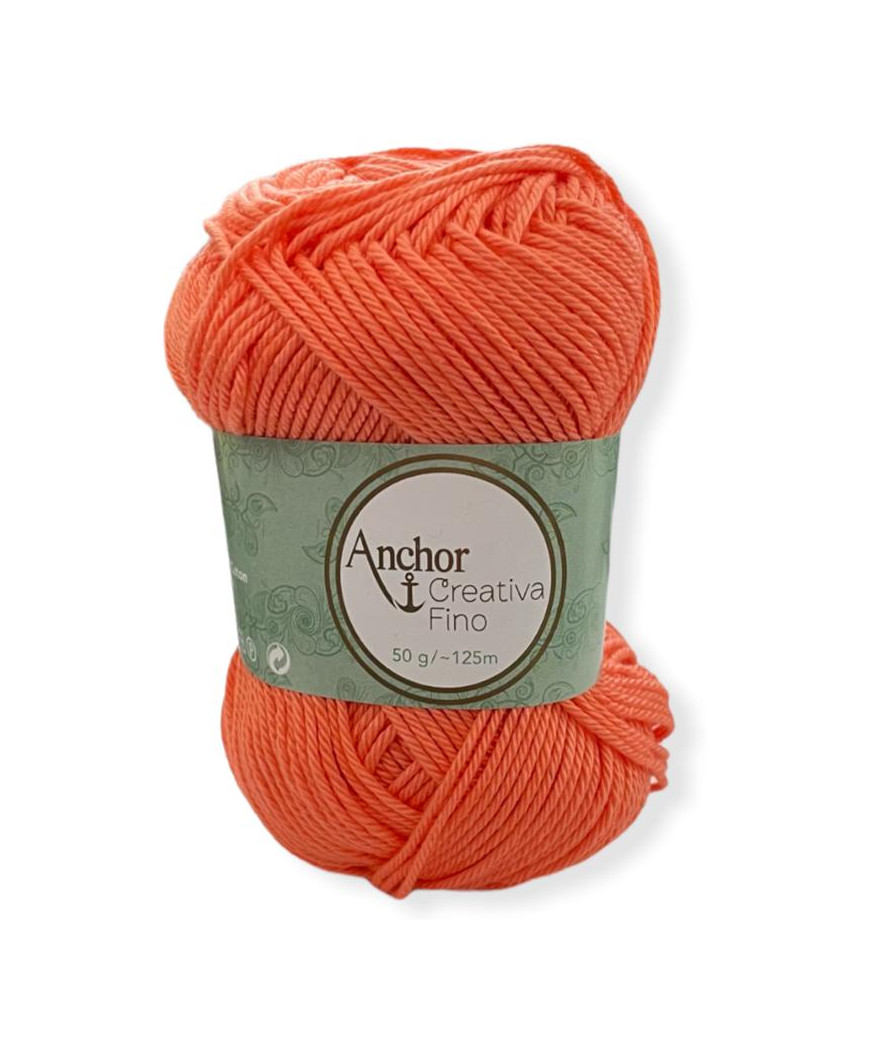 Gomitolo Cotone Anchor Creativa Fino 100%cotone 50gr, salmone n°410