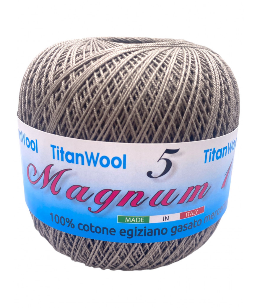 Cotone "Magnum"100% Egiziano Gasato Mercerizzato-100gr 452mt Colore Tortora n°189-Uncinetto Consigliato n°2