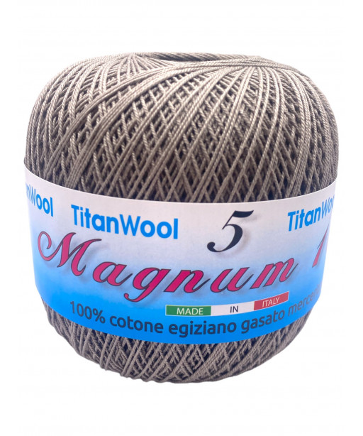 Cotone "Magnum"100% Egiziano Gasato Mercerizzato-100gr 452mt Colore Tortora n°189-Uncinetto Consigliato n°2