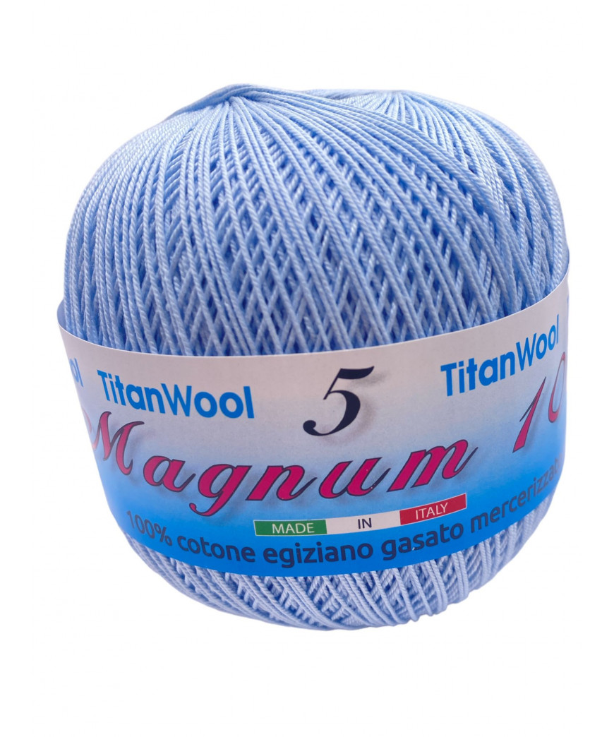 Cotone "Magnum"100% Egiziano Gasato Mercerizzato-100gr 452mt Colore Azzurro n°52-Uncinetto Consigliato n°2