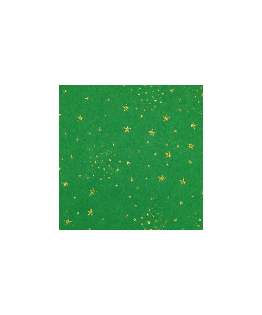 FELTRO STAMPATO 35x45cm VERDE CON STELLE GLITTER