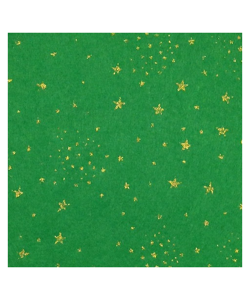 FELTRO STAMPATO 35x45cm VERDE CON STELLE GLITTER