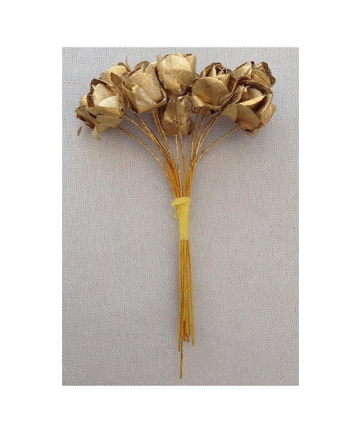 FIORI PER BOMBONIERE ROSE BOCCIOLO CHIUSO CARTA COL ORO