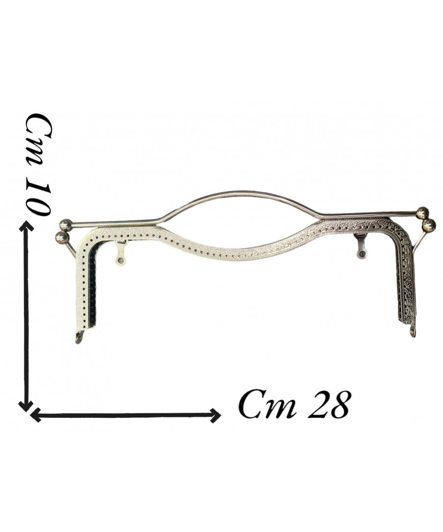 Chiusura Clic Clac Per Borse e Borsellini Colore Argento cm 28x10ca