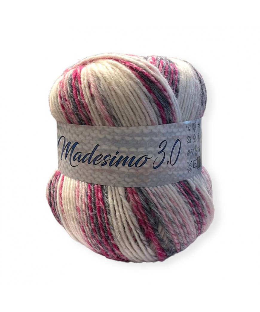 Gomitolo lana Madesimno 3.0 Silke 150g mix bianco/rosa/grigio n°52