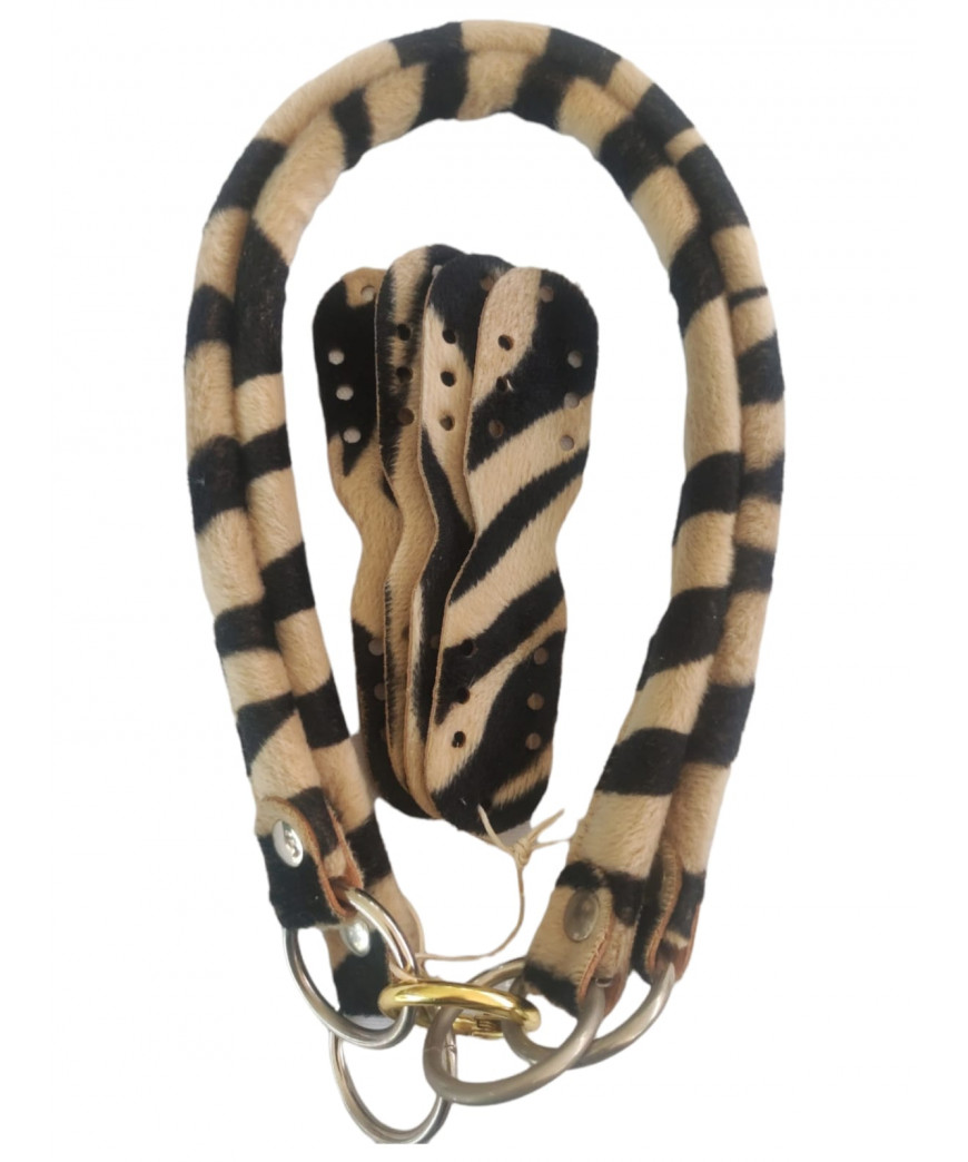 Coppia Manici Per Borse Bombato In Ecopelle Animal Colore Tigrato Beige Nero Misura cm 55anello argento