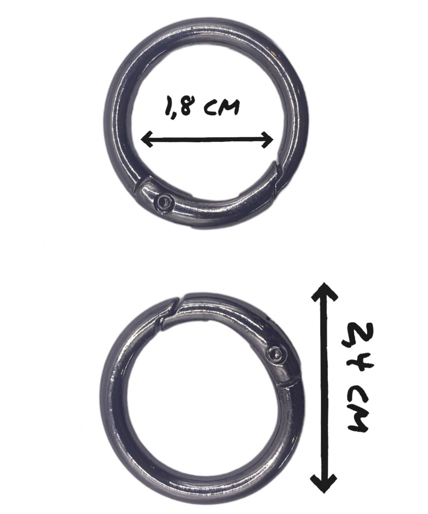 Coppia Anello Moschettone Ideale Per borse e Acessori Colore Antracite cm 1,6 Interno cm 2,5 esterno