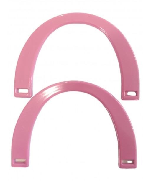 Coppia Manici Per Borse In PVC Mezzaluna Colore Rosa Ninfea Cm 17x12 ca