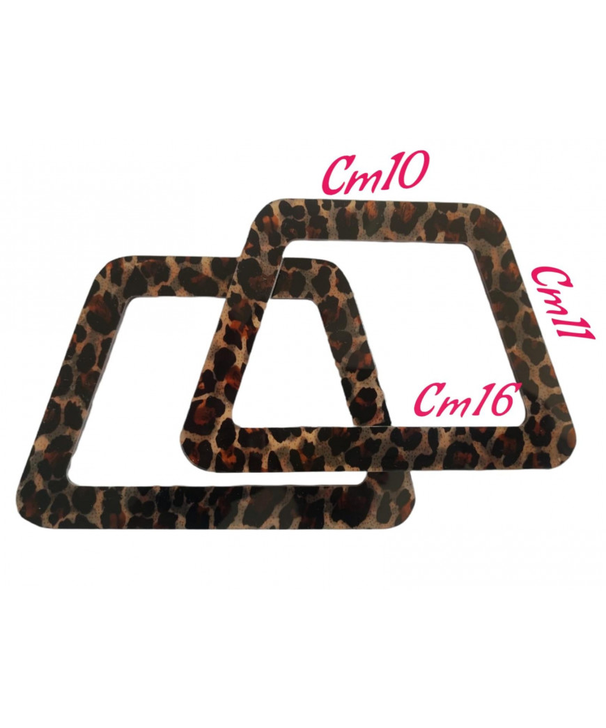 Coppia Manici In Plexiglass Forma Trapezio Fantasia Leopardo n°1Misura cm 10x11x16