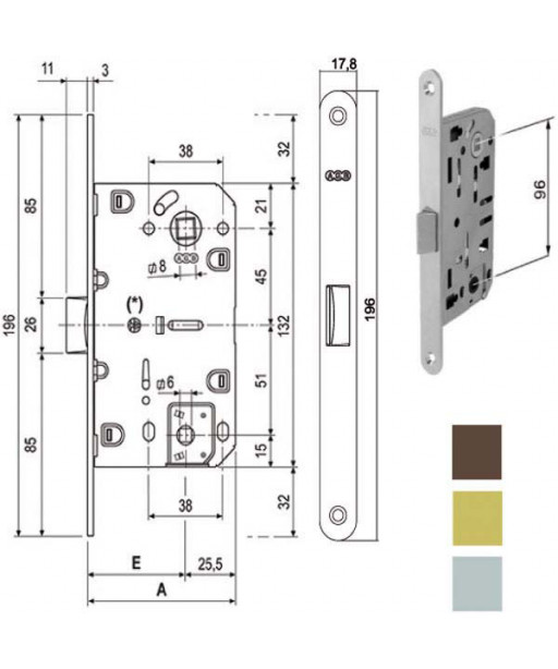 SERRATURA INF.LEGNO MEDIANA E50 BAGNO CR  1102 AGB