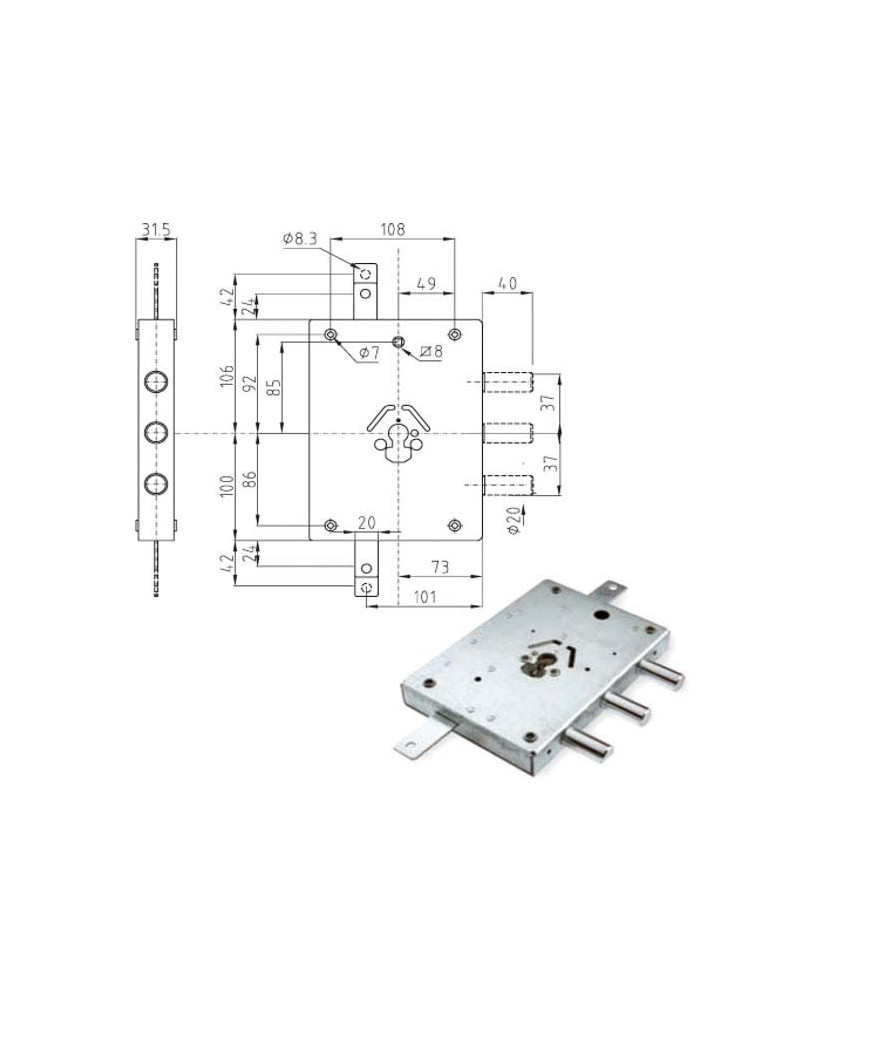 SERRATURA SIC.TRIPLICE DX CILINDRO E63    32Y ATRA