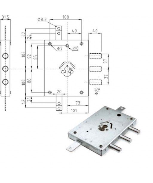 SERRATURA SIC.TRIPLICE DX CILINDRO E63    32Y ATRA