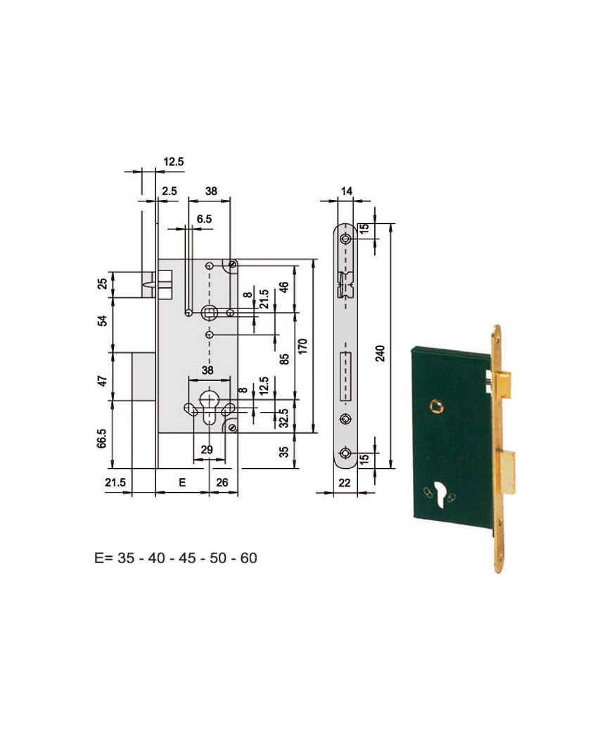 SERRATURA INFILARE LEGNO           5C631-70-0 CISA