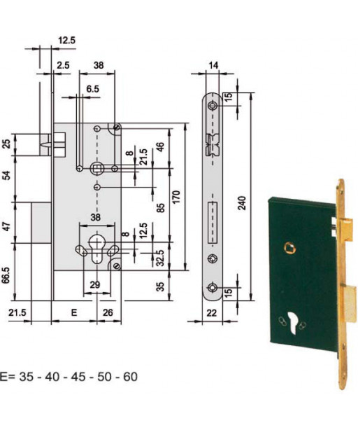 SERRATURA INFILARE LEGNO           5C631-70-0 CISA