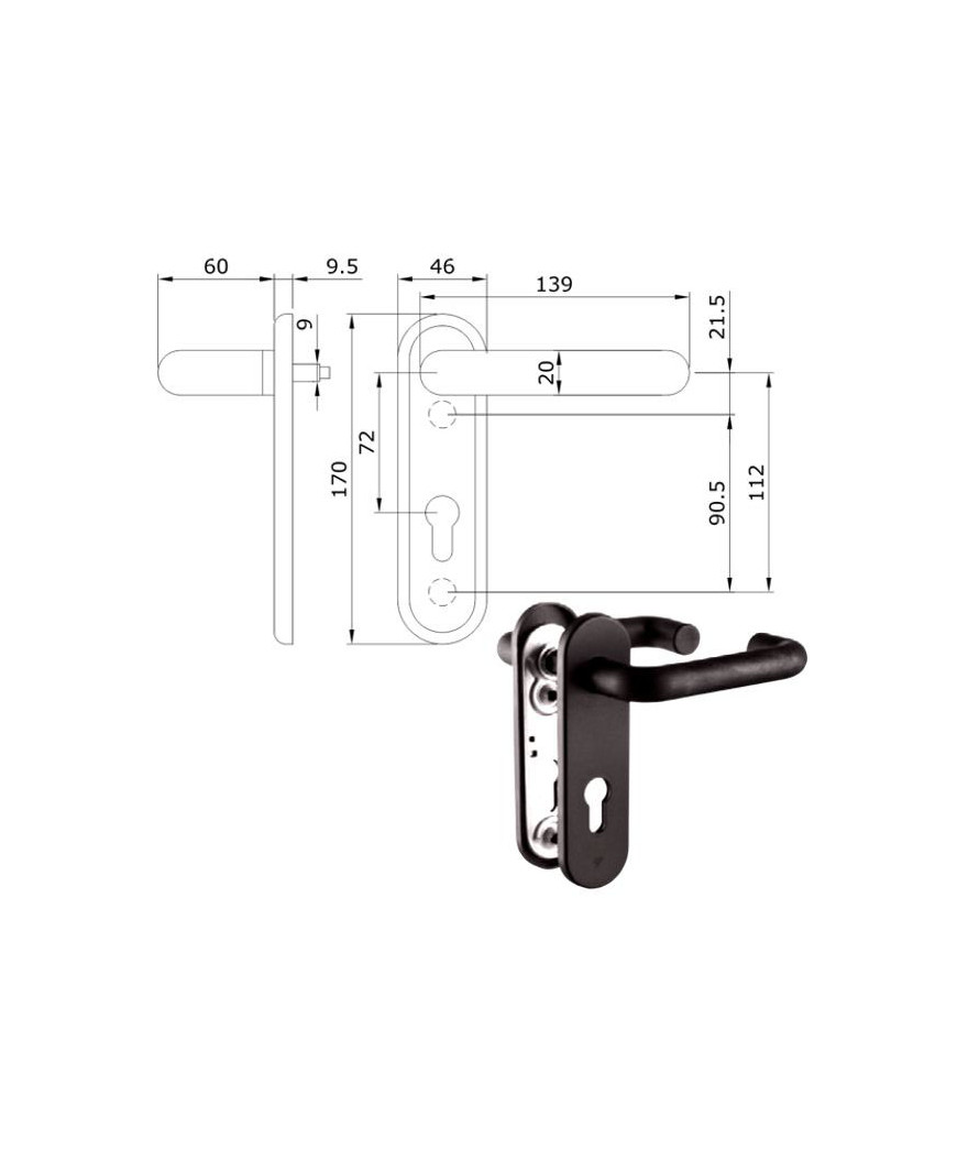 MANIGLIA SERR.TAGLIAFUOCO Pz 2         032415 ISEO