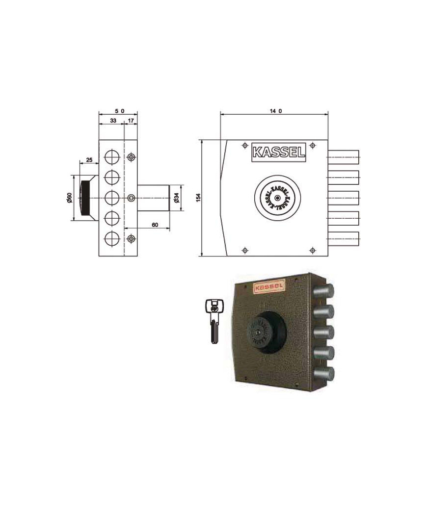 SERRATURA SIC.SEMPLICE DX POMPA     2101/CP KASSEL