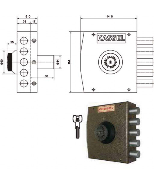 SERRATURA SIC.SEMPLICE DX POMPA     2101/CP KASSEL