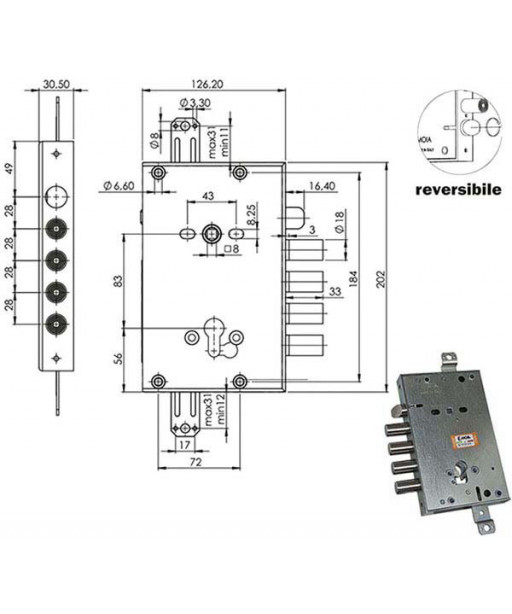 SERRATURA SIC.TRIPLICE CIL. E63    RCI664/280 MOIA