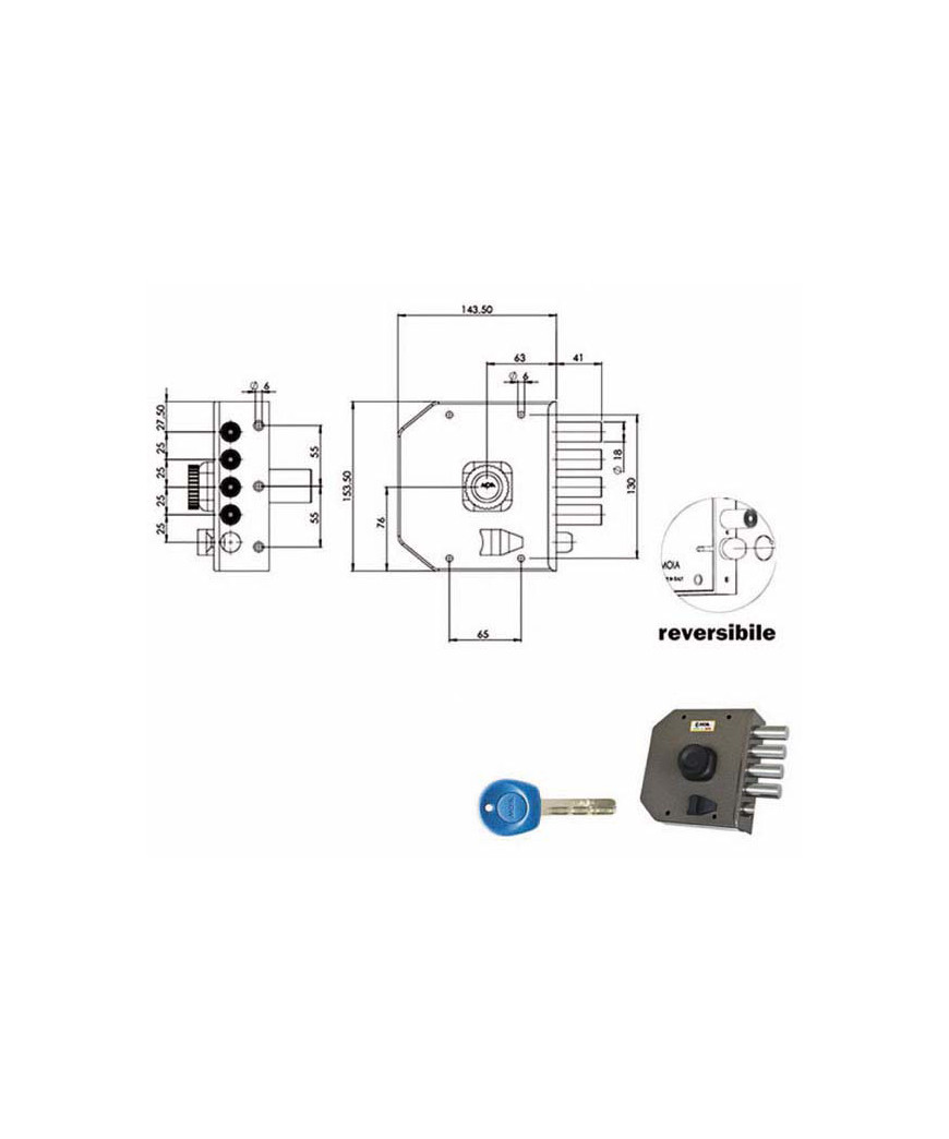 SERRATURA SIC.SEMPLICE DX POMPA         JM422 MOIA