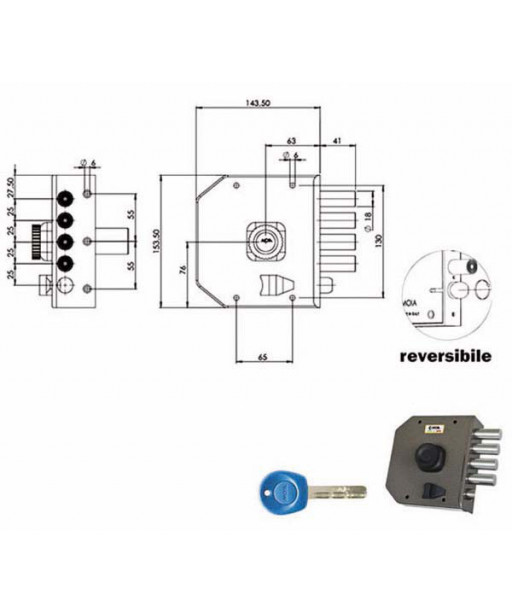 SERRATURA SIC.SEMPLICE DX POMPA         JM422 MOIA