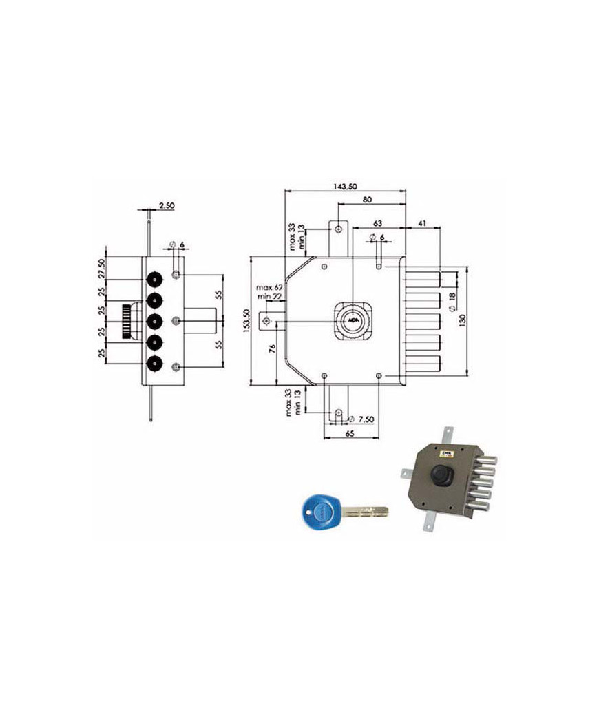 SERRATURA SIC.QUINTUPL.DX POMPA         JM425 MOIA