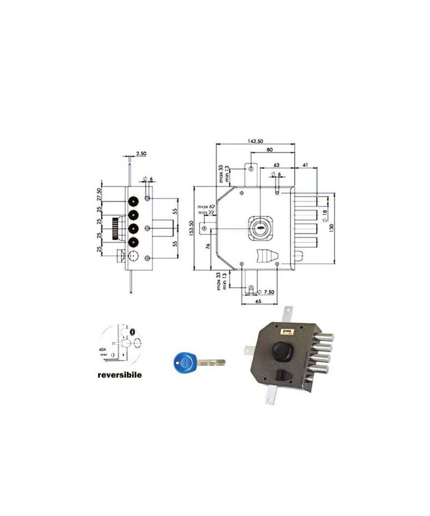 SERRATURA SIC.QUINTUPL.DX POMPA         JM426 MOIA