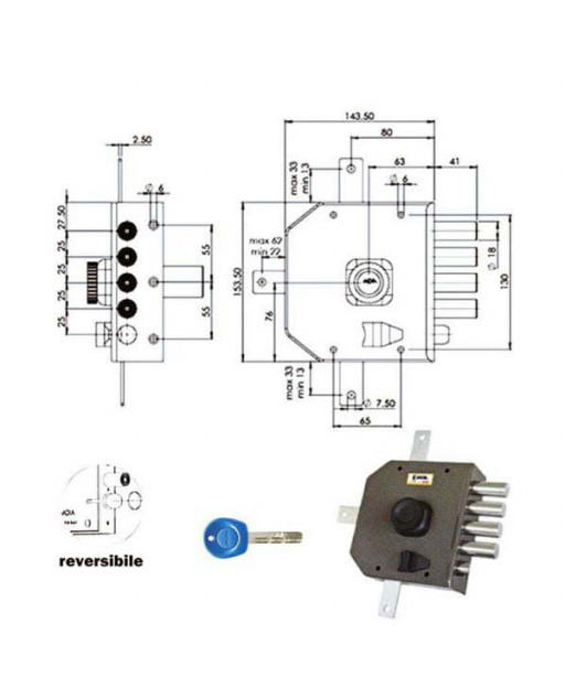 SERRATURA SIC.QUINTUPL.DX POMPA         JM426 MOIA