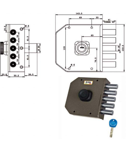 SERRATURA SIC.SEMPLICE DX POMPA         JA421 MOIA