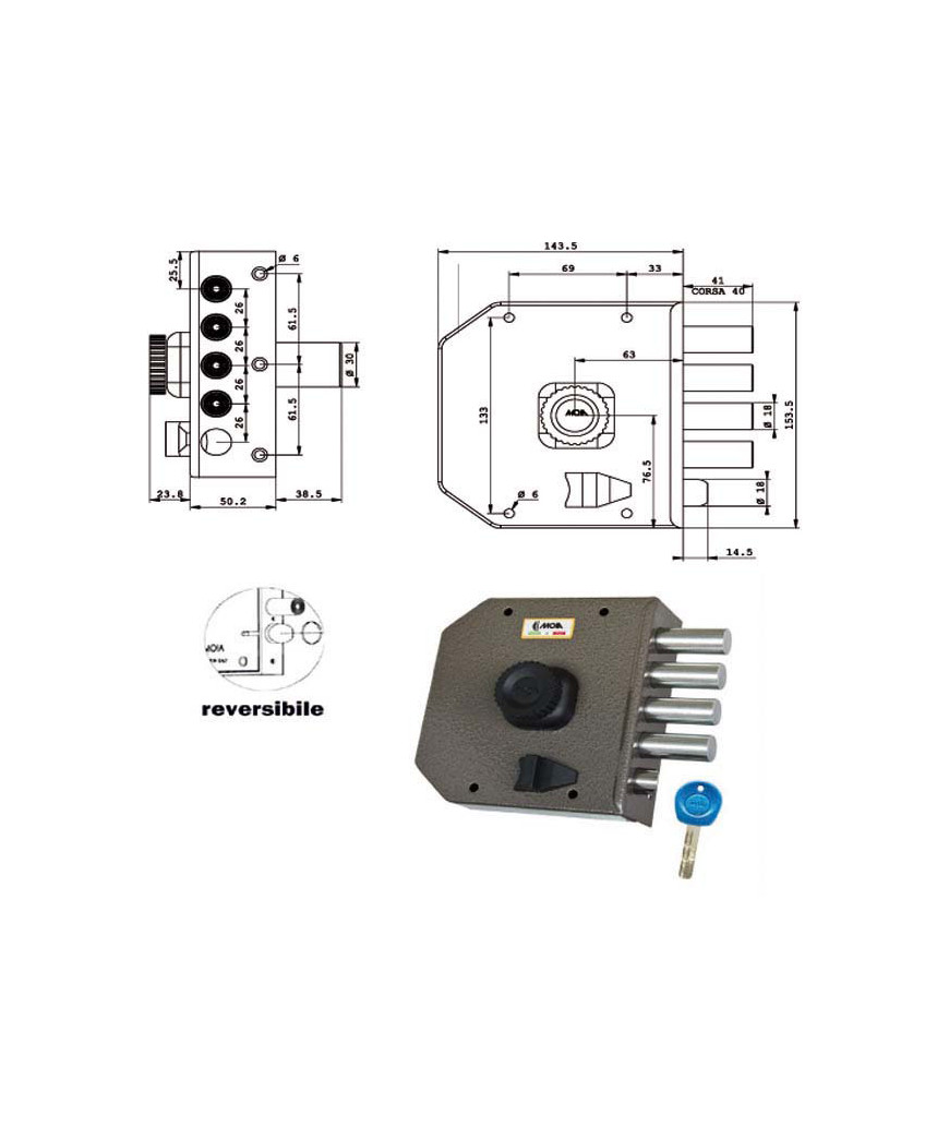 SERRATURA SIC.SEMPLICE DX POMPA         JA422 MOIA