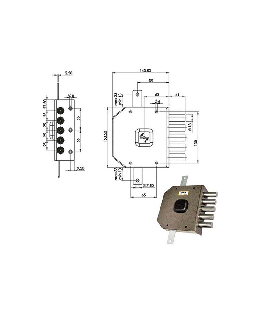 SERRATURA SIC.TRIPLICE DX DM             G413 MOIA