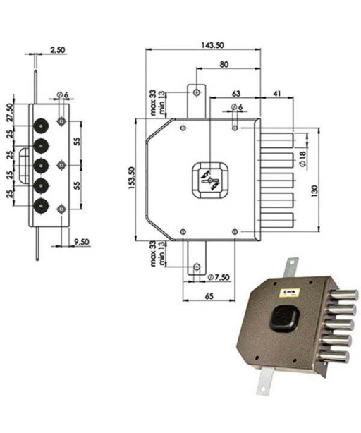 SERRATURA SIC.TRIPLICE DX DM             G413 MOIA