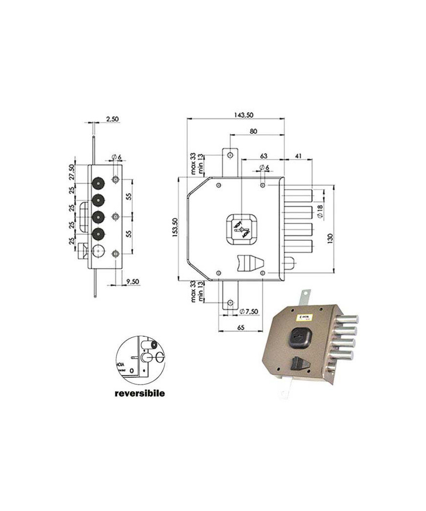 SERRATURA SIC.TRIPLICE DX DM             G414 MOIA