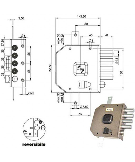 SERRATURA SIC.TRIPLICE DX DM             G414 MOIA