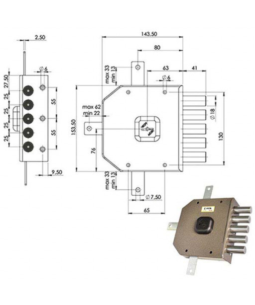 SERRATURA SIC.QUINTUPL.DX DM             G415 MOIA