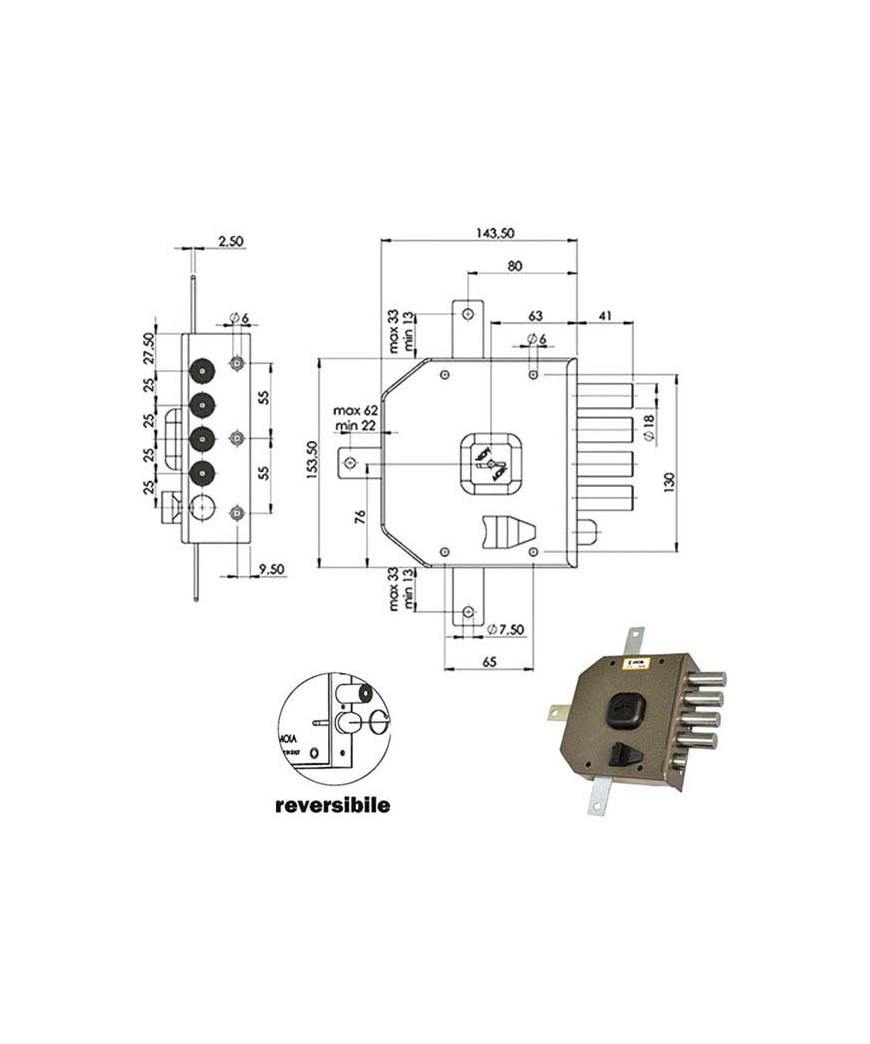 SERRATURA SIC.QUINTUPL.DX DM             G416 MOIA