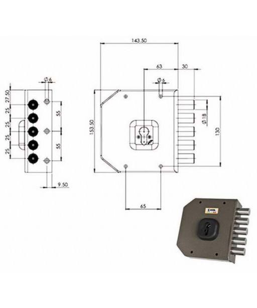 SERRATURA SIC.SEMPLICE DX CIL.           G451 MOIA