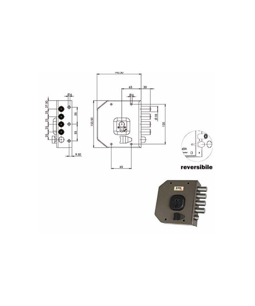 SERRATURA SIC.SEMPLICE DX CIL.           G452 MOIA