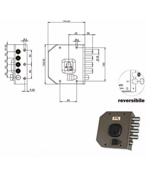 SERRATURA SIC.SEMPLICE DX CIL.           G452 MOIA