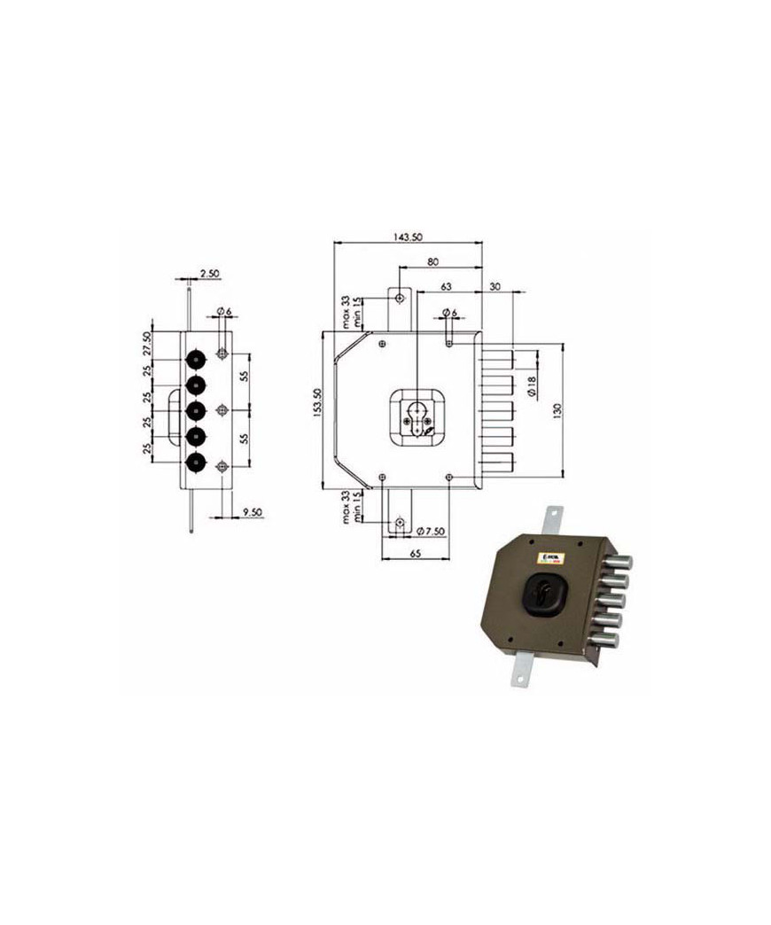 SERRATURA SIC.TRIPLICE DX CIL.           G453 MOIA