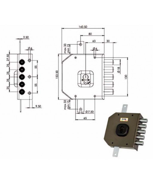 SERRATURA SIC.TRIPLICE DX CIL.           G453 MOIA