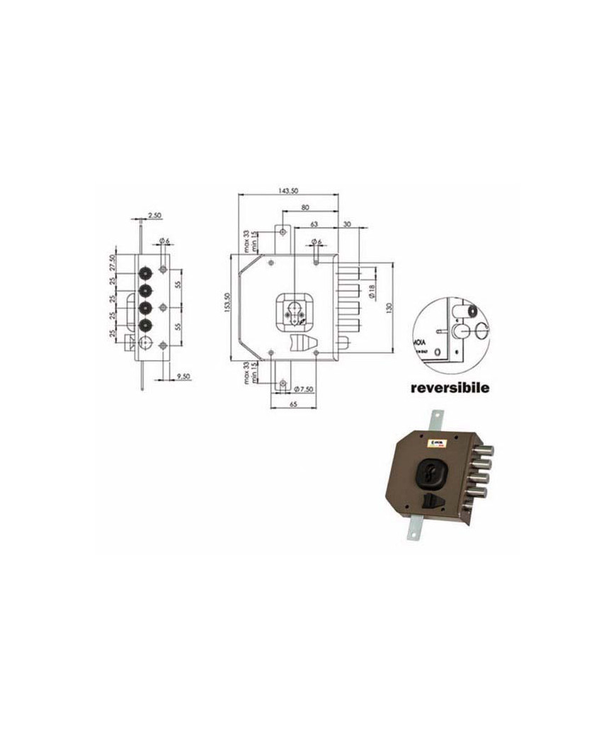 SERRATURA SIC.TRIPLICE DX CIL.           G454 MOIA