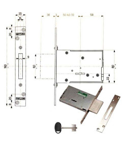 SERRATURA INFILARE FERRO DM E50      40701 MOTTURA